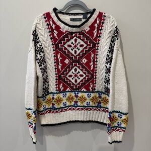 Vintage Midsummer Scandinavian Aztec Lizwear Size Large Hand Knit Sweater